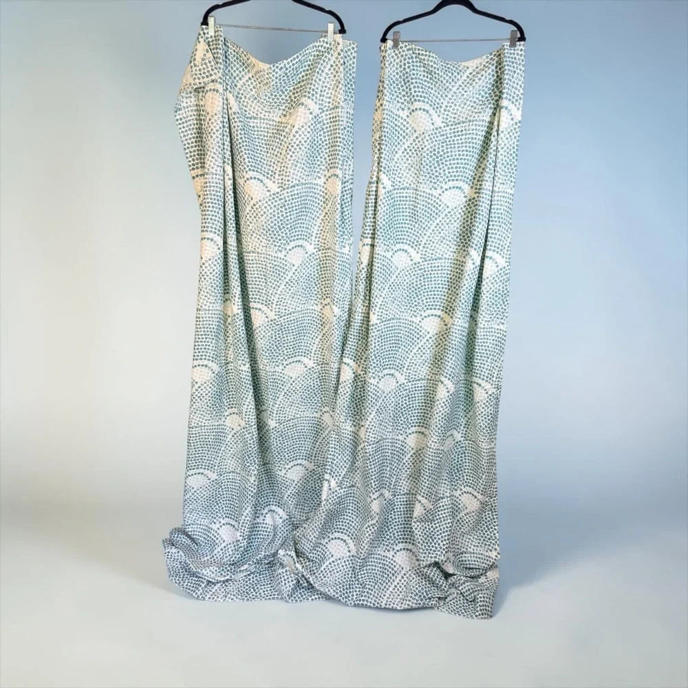 THRESHOLD 54x84 Deep Sage Green Print Cotton Blend Set of 2 Curtain Panels